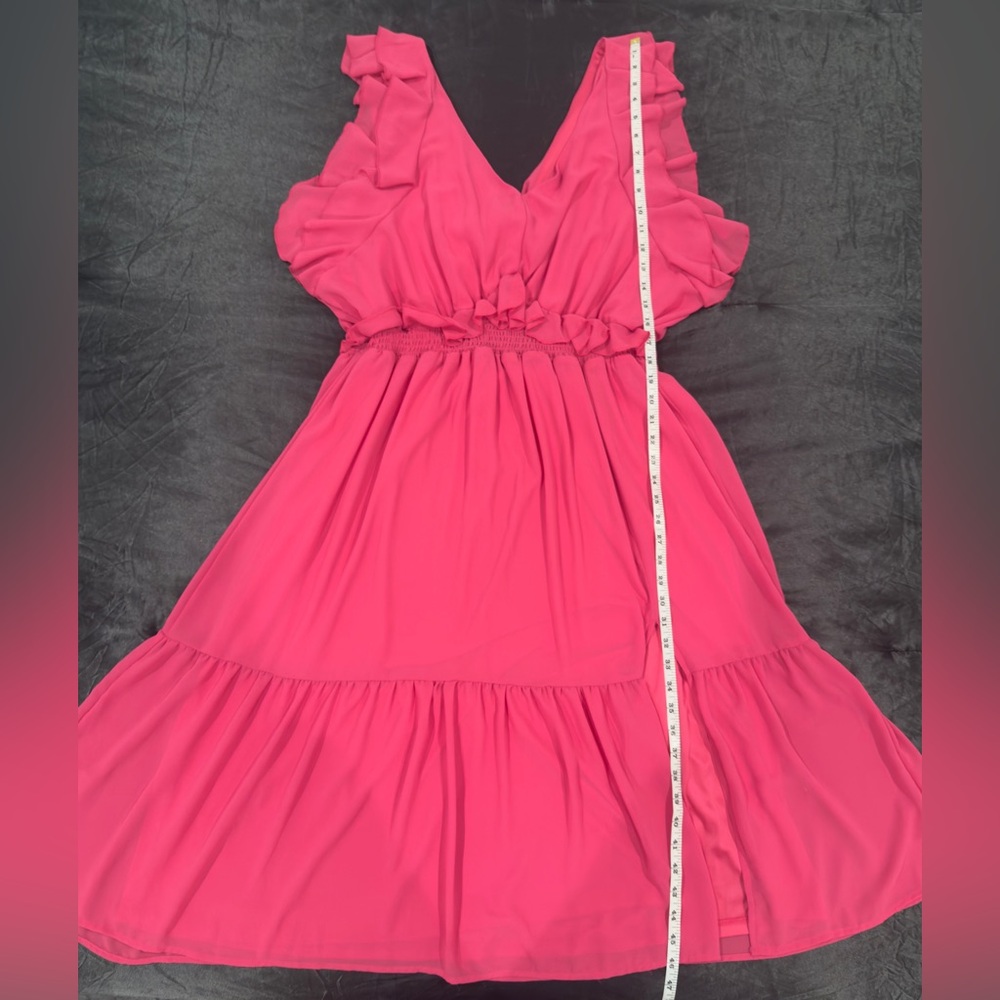 💗 Black Tape Hot Pink Ruffle Midi Plus Size Dress - NWOT! - Picture 13 of 15